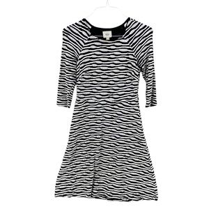 ECI NY Dress Striped Stretch, Side Zip, 3/4 Sleeves
